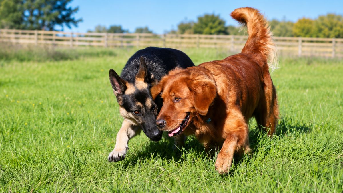 Golden Retriever and German Shepherd Become Instant Best Friends During Walk