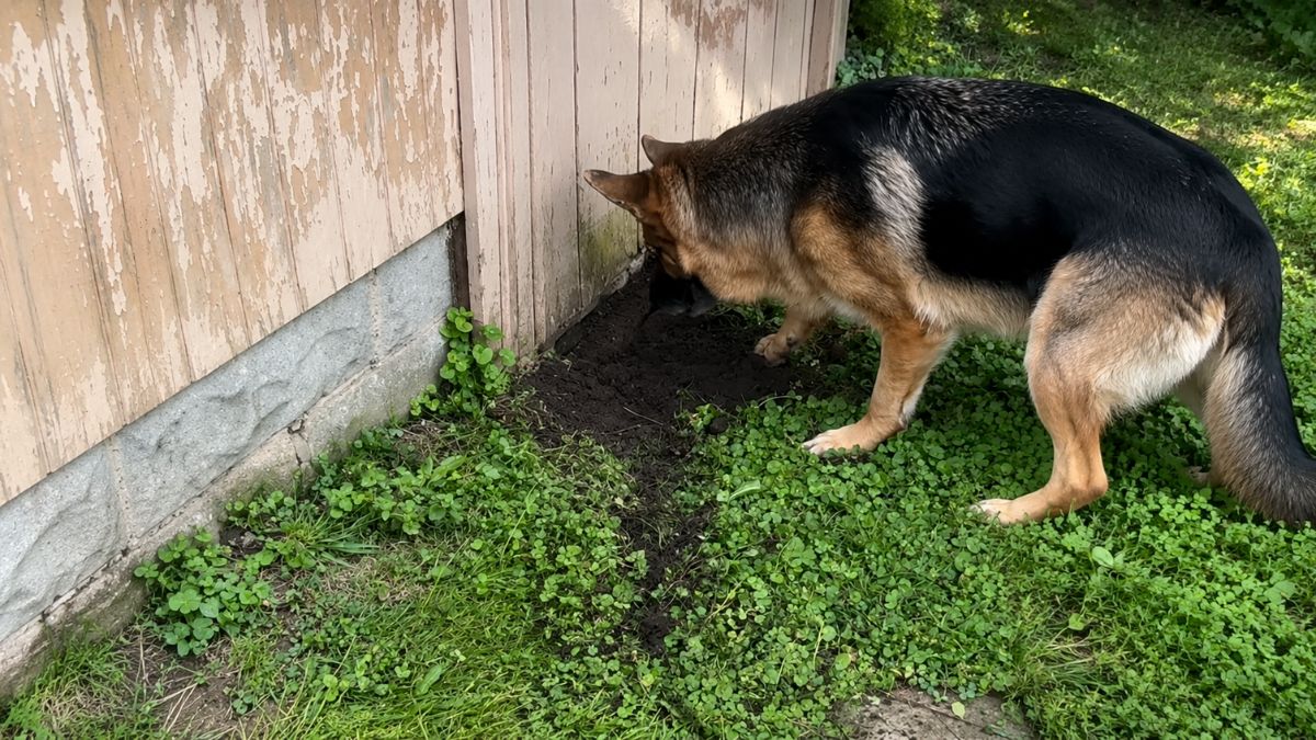 German Shepherds Refuse To Leave Locked Shed Until Owner Finds Tiny Kittens Trapped Inside